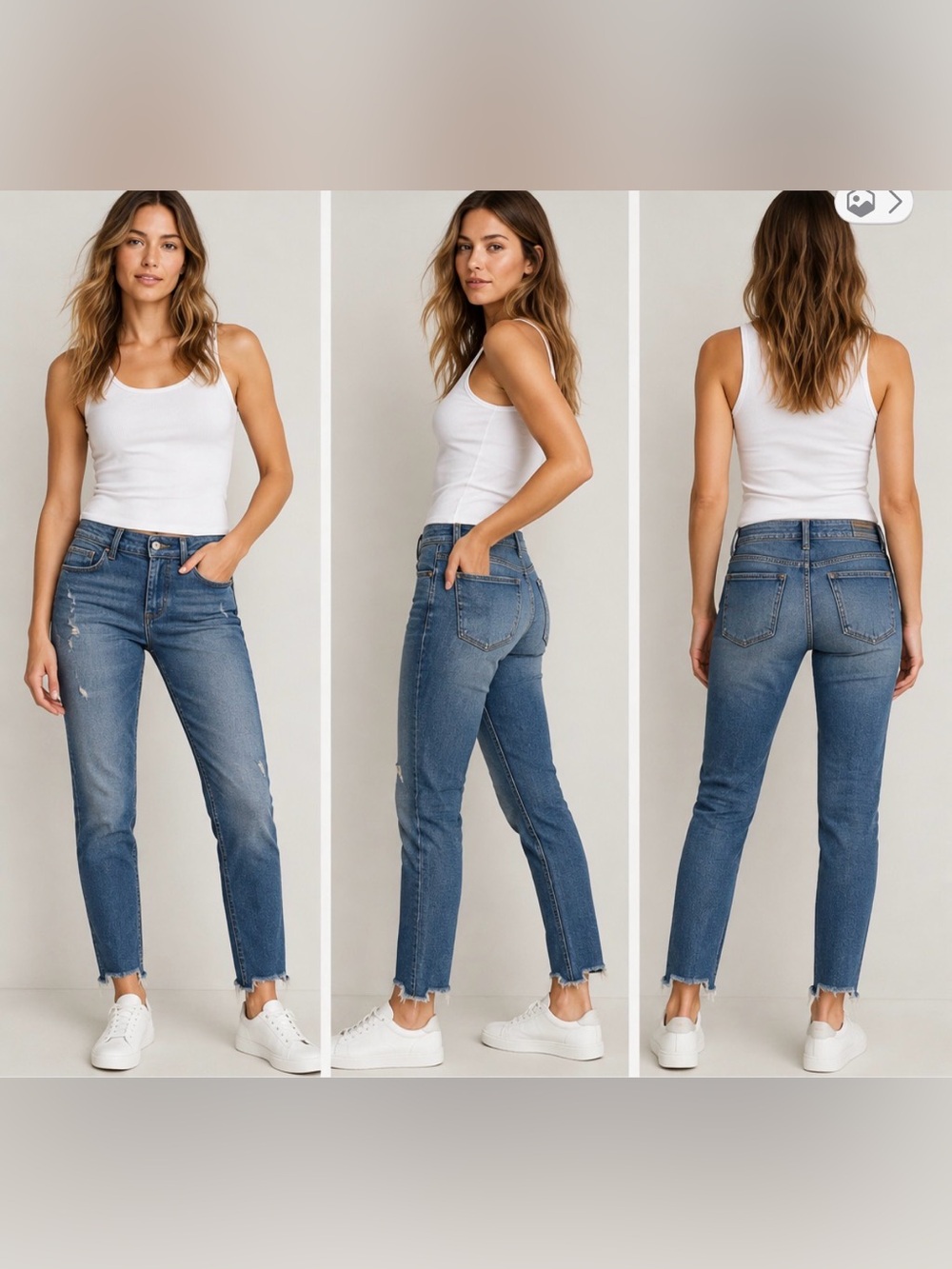 Zara midrise skinny Distressed Skinny Jeans Raw Chewed Hem Blue 4 / 26 NWT!